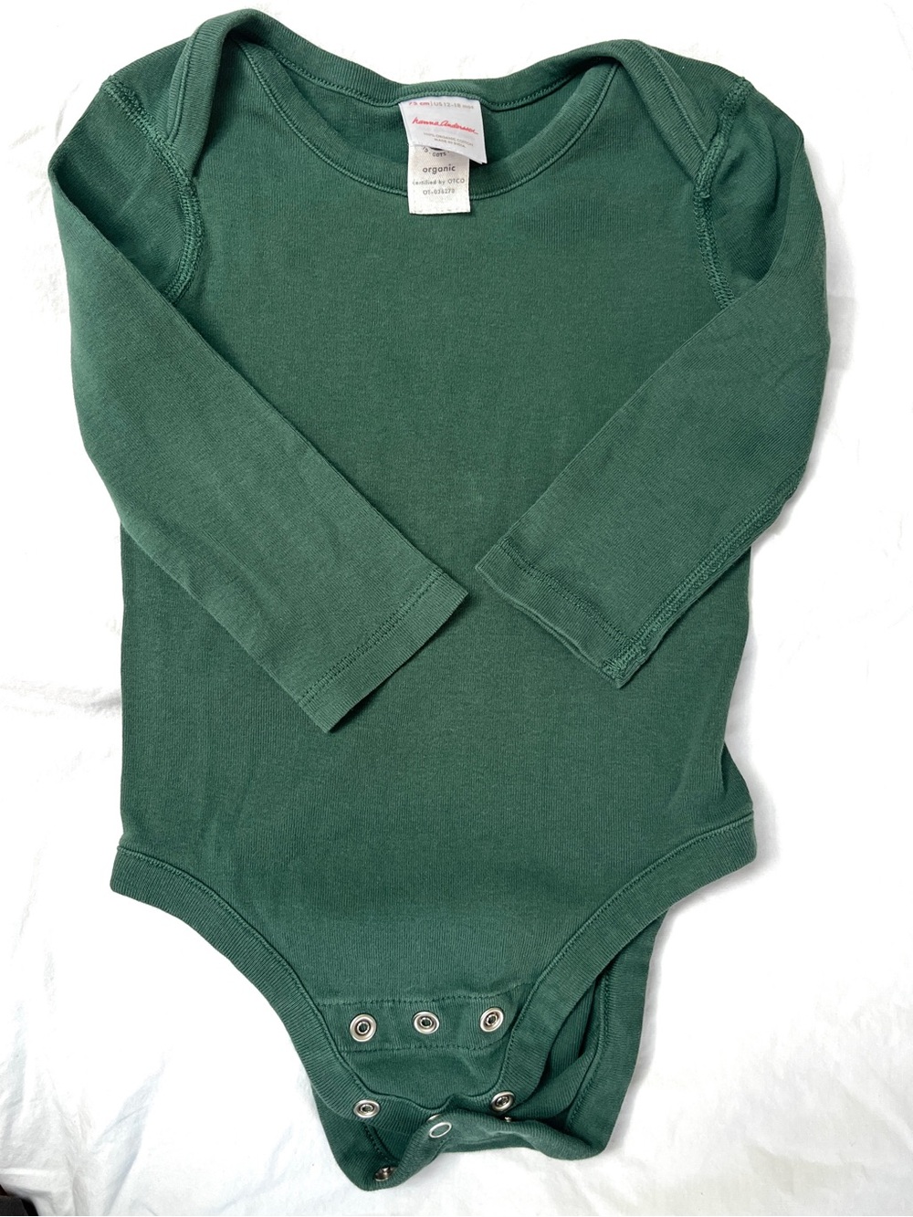 Hanna Andersson Forest Green Long-Sleeve Baby Bodysuit